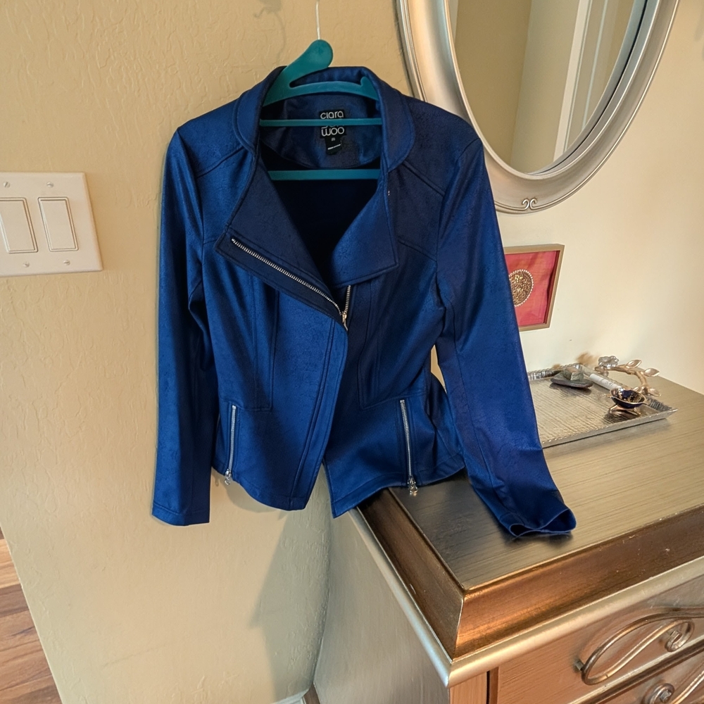 Clara SunWoo Blue Liquid Leather Jacket XS - Picture 6 of 7